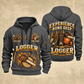 Logger Boots of the Woods quarter-zip hoodie in Gray, front and back, YOUR NAME and SINCE 2005 artwork