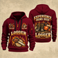 Logger Boots of the Woods quarter-zip hoodie in Wine Red, front and back, YOUR NAME and SINCE 2005 artwork