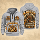 Logger Timber Badge of Craft quarter-zip hoodie in Light Grey, front and back, YOUR NAME and SINCE 2005 artwork