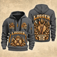 Logger Tall Timber Tool Crest quarter-zip hoodie in Gray, front and back, YOUR NAME and SINCE 2005 artwork