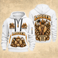 Logger Tall Timber Tool Crest quarter-zip hoodie in White, front and back, YOUR NAME and SINCE 2005 artwork