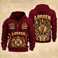 Logger Tall Timber Tool Crest quarter-zip hoodie in Wine Red, front and back, YOUR NAME and SINCE 2005 artwork