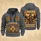 Logger Woodland Experience Poster quarter-zip hoodie in Gray, front and back, YOUR NAME and SINCE 2005 artwork
