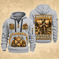 Logger Woodland Experience Poster quarter-zip hoodie in Light Grey, front and back, YOUR NAME and SINCE 2005 artwork