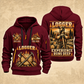 Logger Woodland Experience Poster quarter-zip hoodie in Wine Red, front and back, YOUR NAME and SINCE 2005 artwork