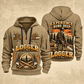 Logger Forest Brushwork Pride quarter-zip hoodie in Khaki, front and back, YOUR NAME and SINCE 2005 artwork