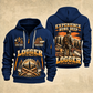 Logger Forest Brushwork Pride quarter-zip hoodie in Navy, front and back, YOUR NAME and SINCE 2005 artwork