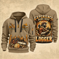 Logger Timber Wings Medallion quarter-zip hoodie in Khaki, front and back, YOUR NAME and SINCE 2005 artwork