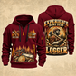 Logger Timber Wings Medallion quarter-zip hoodie in Wine Red, front and back, YOUR NAME and SINCE 2005 artwork