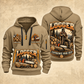 Logger Seasoned Timber Craft quarter-zip hoodie in Khaki, front and back, YOUR NAME and SINCE 2005 artwork