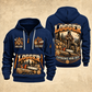 Logger Seasoned Timber Craft quarter-zip hoodie in Navy, front and back, YOUR NAME and SINCE 2005 artwork