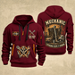 Mechanic Garage Heritage quarter-zip hoodie in Wine Red, front and back, YOUR NAME and SINCE 2005 artwork
