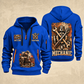 Mechanic Built To Repair quarter-zip hoodie in Blue, front and back, YOUR NAME and SINCE 2005 artwork