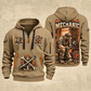 Mechanic Under The Hood quarter-zip hoodie in Khaki, front and back, YOUR NAME and SINCE 2005 artwork
