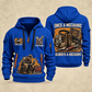 Mechanic Once A Mechanic quarter-zip hoodie in Blue, front and back, YOUR NAME and SINCE 2005 artwork
