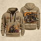 Mechanic Once A Mechanic quarter-zip hoodie in Khaki, front and back, YOUR NAME and SINCE 2005 artwork