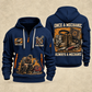 Mechanic Once A Mechanic quarter-zip hoodie in Navy, front and back, YOUR NAME and SINCE 2005 artwork