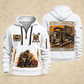 Mechanic Once A Mechanic quarter-zip hoodie in White, front and back, YOUR NAME and SINCE 2005 artwork