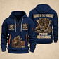 Mechanic Earned In The Garage quarter-zip hoodie in Navy, front and back, YOUR NAME and SINCE 2005 artwork