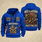 Mechanic Craft For Life quarter-zip hoodie in Blue, front and back, YOUR NAME and SINCE 2005 artwork