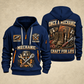 Mechanic Craft For Life quarter-zip hoodie in Navy, front and back, YOUR NAME and SINCE 2005 artwork