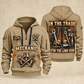 Mechanic Forever In The Trade quarter-zip hoodie in Khaki, front and back, YOUR NAME and SINCE 2005 artwork
