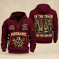 Mechanic Forever In The Trade quarter-zip hoodie in Wine Red, front and back, YOUR NAME and SINCE 2005 artwork