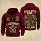 Mechanic Built With Skill quarter-zip hoodie in Wine Red, front and back, YOUR NAME and SINCE 2005 artwork