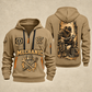 Mechanic Golden Garage quarter-zip hoodie in Khaki, front and back, YOUR NAME and SINCE 2005 artwork