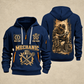 Mechanic Golden Garage quarter-zip hoodie in Navy, front and back, YOUR NAME and SINCE 2005 artwork