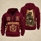 Mechanic Golden Garage quarter-zip hoodie in Wine Red, front and back, YOUR NAME and SINCE 2005 artwork