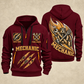 Mechanic Torque In Motion quarter-zip hoodie in Wine Red, front and back, YOUR NAME and SINCE 2005 artwork