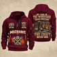 Mechanic The Craft Never Ends quarter-zip hoodie in Wine Red, front and back, YOUR NAME and SINCE 2005 artwork