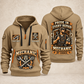 Mechanic Pride In Every Repair quarter-zip hoodie in Khaki, front and back, YOUR NAME and SINCE 2005 artwork