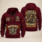 Mechanic Pride In Every Repair quarter-zip hoodie in Wine Red, front and back, YOUR NAME and SINCE 2005 artwork