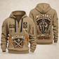 Mechanic Keep It Running quarter-zip hoodie in Khaki, front and back, YOUR NAME and SINCE 2005 artwork