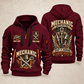 Mechanic Keep It Running quarter-zip hoodie in Wine Red, front and back, YOUR NAME and SINCE 2005 artwork