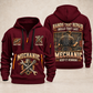 Mechanic Hands That Repair quarter-zip hoodie in Wine Red, front and back, YOUR NAME and SINCE 2005 artwork