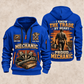 Mechanic Walk The Workshop quarter-zip hoodie in Blue, front and back, YOUR NAME and SINCE 2005 artwork