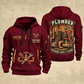 Plumber Flow Heritage quarter-zip hoodie in Wine Red, front and back, YOUR NAME and SINCE 2005 artwork