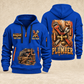 Plumber Built To Flow quarter-zip hoodie in Blue, front and back, YOUR NAME and SINCE 2005 artwork