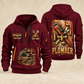 Plumber Built To Flow quarter-zip hoodie in Wine Red, front and back, YOUR NAME and SINCE 2005 artwork