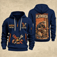 Plumber Behind Every Connection quarter-zip hoodie in Navy, front and back, YOUR NAME and SINCE 2005 artwork