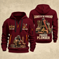 Plumber Earned Every Turn quarter-zip hoodie in Wine Red, front and back, YOUR NAME and SINCE 2005 artwork