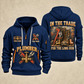 Plumber Forever In The Trade quarter-zip hoodie in Navy, front and back, YOUR NAME and SINCE 2005 artwork