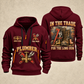 Plumber Forever In The Trade quarter-zip hoodie in Wine Red, front and back, YOUR NAME and SINCE 2005 artwork