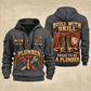 Plumber Skill In Every Joint quarter-zip hoodie in Gray, front and back, YOUR NAME and SINCE 2005 artwork