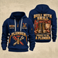 Plumber Skill In Every Joint quarter-zip hoodie in Navy, front and back, YOUR NAME and SINCE 2005 artwork