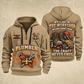 Plumber The Craft Never Ends quarter-zip hoodie in Khaki, front and back, YOUR NAME and SINCE 2005 artwork