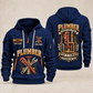 Plumber Keep It Flowing quarter-zip hoodie in Navy, front and back, YOUR NAME and SINCE 2005 artwork
